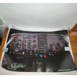 Cessna 182 Skylane Cockpit Instrument Panel Aviation Poster 34x22 Pilot Decor